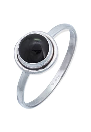 Ring 925 Silber Onyx schwarzer Stein Edelstein echt Silber Damen Sterling Silber Geschenk (MRG-217-03-(54)) von mantraroma