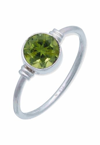 mantraroma Damen Ring 925 Silber Peridot Edelstein grün schlicht modern von mantraroma