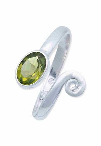 Ring 925 Silber Peridot leuchtend grüner Stein größenverstellbar Edelstein echt Silber Damen Sterling Silber Geschenk (MRV-064-59) von mantraroma