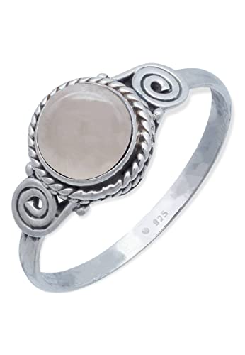 Ring 925 Silber Rosenquarz rosa Stein Edelstein echt Silber Damen Sterling Silber Geschenk (MRG-021-07-(54)) von mantraroma
