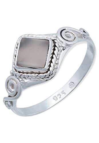 Ring 925 Silber Rosenquarz rosa Stein Edelstein echt Silber Damen Sterling Silber Geschenk (MRG-026-07-(54)) von mantraroma