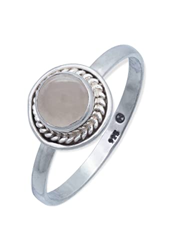 Ring 925 Silber Rosenquarz rosa Stein Edelstein echt Silber Damen Sterling Silber Geschenk (MRG-114-07-(54)) von mantraroma