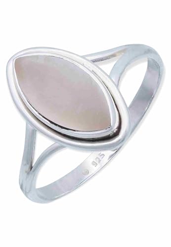 mantraroma Ring Damen Silber 925 Rosenquarz Edelstein rosa schlicht groß modern von mantraroma