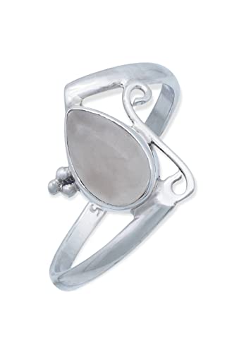 Ring 925 Silber Rosenquarz rosa Stein Edelstein echt Silber Damen Sterling Silber Geschenk (MRG-195-07-(56)) von mantraroma