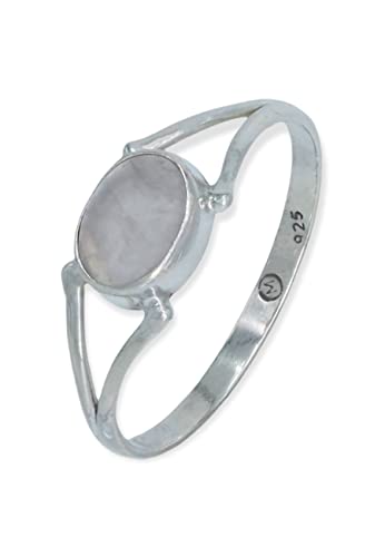 Ring 925 Silber Rosenquarz rosa Stein Edelstein echt Silber Damen Sterling Silber Geschenk (MRG-207-07-(54)) von mantraroma