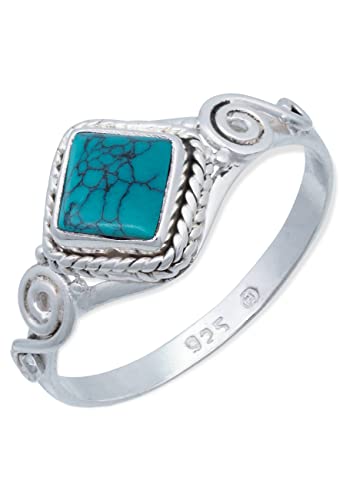 Ring 925 Silber Türkis Edelstein echt Silber Damen Sterling Silber Geschenk (MRG-026-15-(48)) von mantraroma