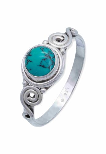 mantraroma Silber Ring Damen 925 Türkis Edelstein türkis ausgefallen verspielt von mantraroma