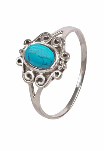 mantraroma Ring Silber 925 Damen Türkis Edelstein türkis dezent verspielt von mantraroma