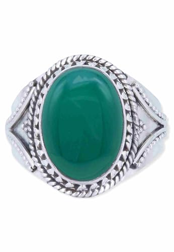 mantraroma Silber Ring Damen 925 grünen Onyx Edelstein grün ausgefallen verspielt von mantraroma