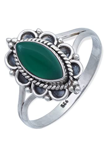 Ring 925 Silber grüner Onyx Stein Edelstein echt Silber Damen Sterling Silber Geschenk (MRG-152-14-(62)) von mantraroma