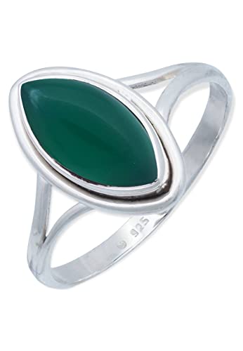 Ring 925 Silber grüner Onyx Stein Edelstein echt Silber Damen Sterling Silber Geschenk (MRG-188-14-(56)) von mantraroma