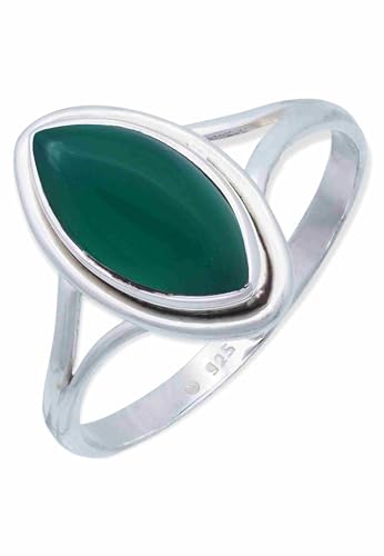 mantraroma Ring 925 Silber Damen grünen Onyx Edelstein grün schlicht groß modern von mantraroma