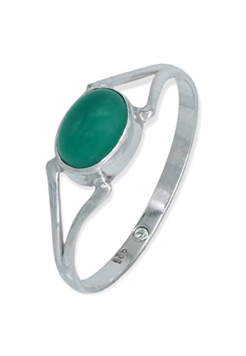 Ring 925 Silber grüner Onyx Stein Edelstein echt Silber Damen Sterling Silber Geschenk (MRG-207-14-(60)) von mantraroma