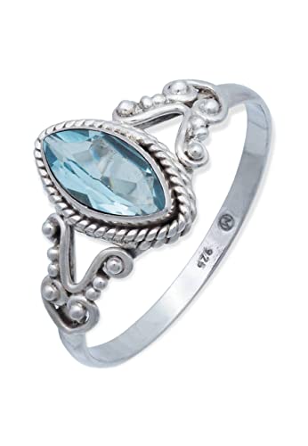 Ring 925 Silber Blau Topas hellblauer Stein Edelstein echt Silber Damen Sterling Silber Geschenk (MRG-123-62-(60)) von mantraroma