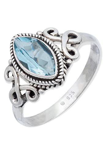 Ring 925 Silber Blau Topas hellblauer Stein Edelstein echt Silber Damen Sterling Silber Geschenk (MRG-183-62-(60)) von mantraroma