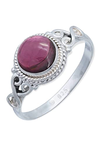 Ring 925 Silber Granat roter Stein Edelstein echt Silber Damen Sterling Silber Geschenk (MRG-024-02-(56)) von mantraroma