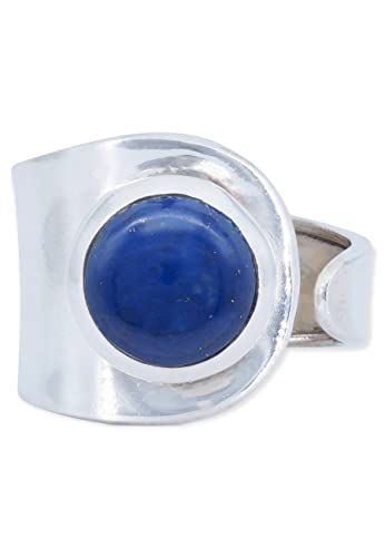 Ring 925 Silber Lapis Lazuli blauer Stein größenverstellbar Edelstein echt Silber Damen Sterling Silber Geschenk (MRV-062-06) von mantraroma