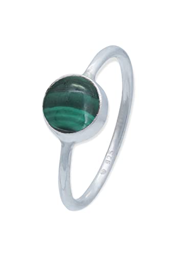 Ring 925 Silber Malachit grüner gestreifter Stein Edelstein echt Silber Damen Sterling Silber Geschenk (MRG-078-10-(60)) von mantraroma