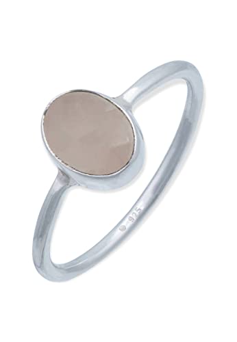 mantraroma Ring 925 Silber Rosenquarz rosa Stein Edelstein echt Silber Damen Sterling Silber Geschenk (MRG-100-07-(56)) von mantraroma