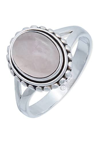 Ring 925 Silber Rosenquarz rosa Stein Edelstein echt Silber Damen Sterling Silber Geschenk (MRG-076-07-(52)) von mantraroma