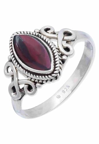 mantraroma Ring Silber Damen Granat Edelstein rot ausgefallen verspielt von mantraroma