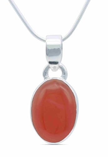 echt Silberkette mit Karneol orange roter Edelstein Damen Kettenanhänger 925 Sterlingsilber Halskette Geschenk (AK3-081-16-45) von mantraroma