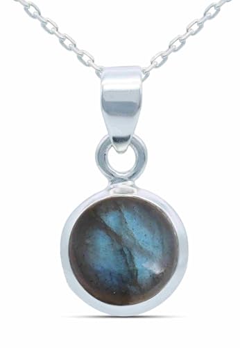 echt Silberkette mit Labradorit Edelstein Damen Kettenanhänger 925 Sterlingsilber Halskette Geschenk (AK1-129-05-60) von mantraroma