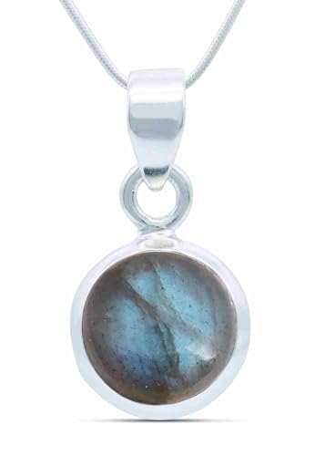 echt Silberkette mit Labradorit Edelstein Damen Kettenanhänger 925 Sterlingsilber Halskette Geschenk (AK3-129-05-45) von mantraroma