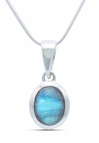 echt Silberkette mit Labradorit Edelstein Damen Kettenanhänger 925 Sterlingsilber Halskette Geschenk (AK3-159-05-50) von mantraroma