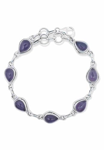 mantraroma Armband 925 Silber Amethyst lila Stein Edelstein Armreif Silber Damen Sterling Silber Geschenk (MAB-021-01) von mantraroma