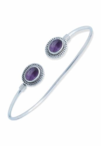 mantraroma Armband 925 Silber Amethyst lila Stein Edelstein Armreif Silber Damen Sterling Silber Geschenk (MAR-002-01) von mantraroma
