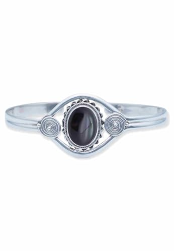mantraroma Armband 925 Silber Onyx schwarzer Stein Edelstein Armreif Silber Damen Sterling Silber Geschenk (MAR-003-03) von mantraroma