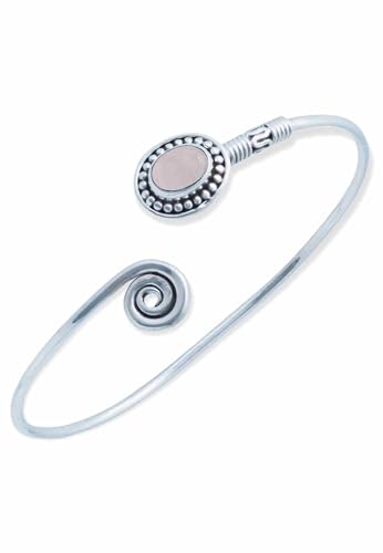 mantraroma Armband 925 Silber Rosenquarz rosa Stein Edelstein Armreif Silber Damen Sterling Silber Geschenk (MAR-001-07) von mantraroma
