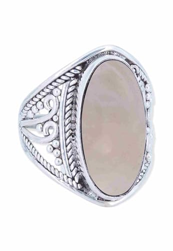 mantraroma Damen Ring 925 Silber Rosenquarz Edelstein rosa ausgefallen verspielt von mantraroma