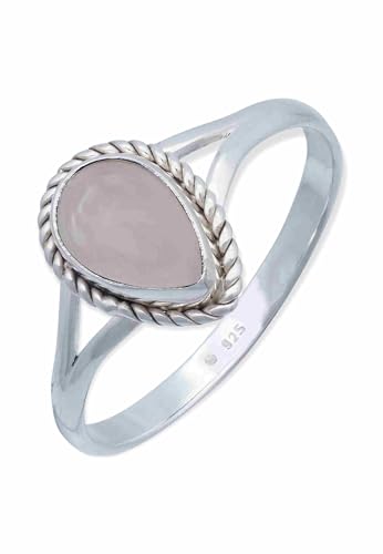 mantraroma Damen Ring Silber mit Stein Rosenquarz Edelstein rosa dezent verspielt von mantraroma