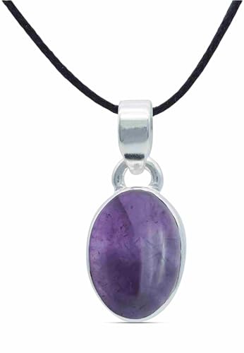 mantraroma Kettenanhänger 925 Silber Amethyst lila Stein Edelstein Damen Sterling Silber Halskette Anhänger Geschenk (MAH-081-01) von mantraroma