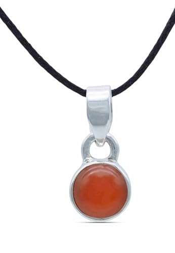 mantraroma Kettenanhänger 925 Silber Karneol orange roter Stein Edelstein Kettenanhänger Damen Sterling Silber Halskette Anhänger Geschenk (MAH-097-16) von mantraroma