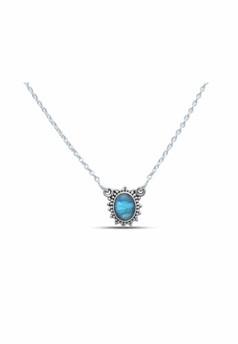 mantraroma Kette 925 Silber Edelstein Collier Silber Damen Sterling Silber Halskette Geschenk (MCO-012) von mantraroma