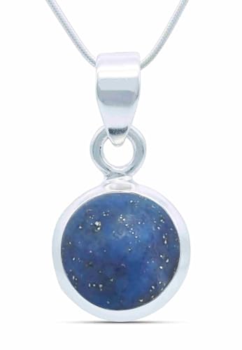 mantraroma echt Silberkette mit Lapis Lazuli blauer Edelstein Damen Kettenanhänger 925 Sterlingsilber Halskette Geschenk (AK3-129-06-45) von mantraroma