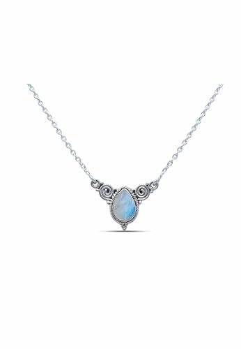 mantraroma Kette 925 Silber Edelstein Collier Silber Damen Sterling Silber Halskette Geschenk (MCO-009) von mantraroma