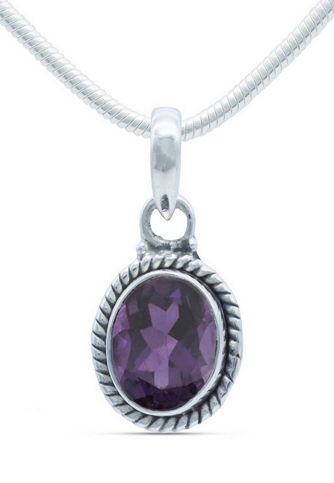 mantraroma Kette mit Anhänger 925er SilbermitAmethyst facettiert von mantraroma