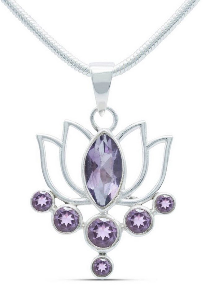 mantraroma Kette mit Anhänger 925er SilbermitAmethyst facettiert von mantraroma