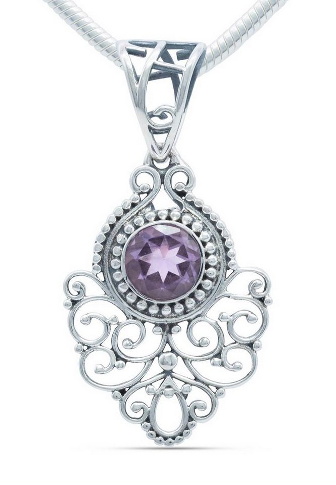 mantraroma Kette mit Anhänger 925er SilbermitAmethyst facettiert von mantraroma