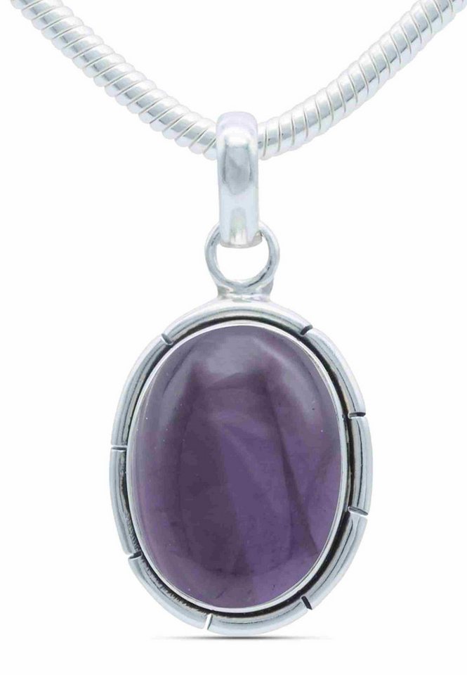 mantraroma Kette mit Anhänger DAMIRA aus 925 Silber mit Amethyst (Kettenanhänger uns Kette), 925 Sterling Silber Ketten mit Kettenanhänger für Damen von mantraroma