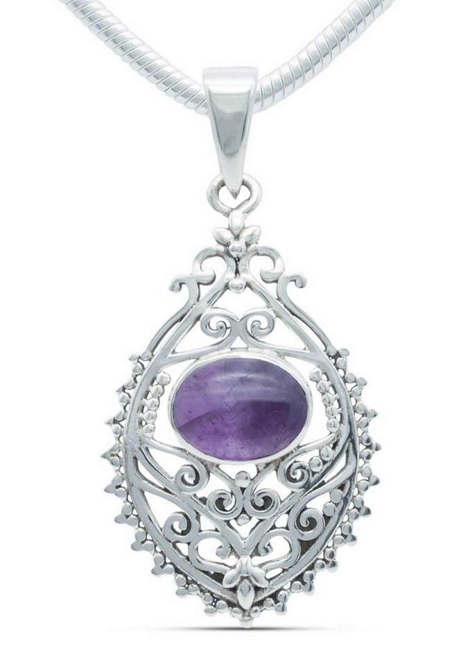 mantraroma Kette mit Anhänger 925er SilbermitAmethyst von mantraroma