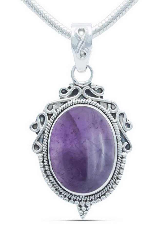 mantraroma Kette mit Anhänger 925er SilbermitAmethyst von mantraroma