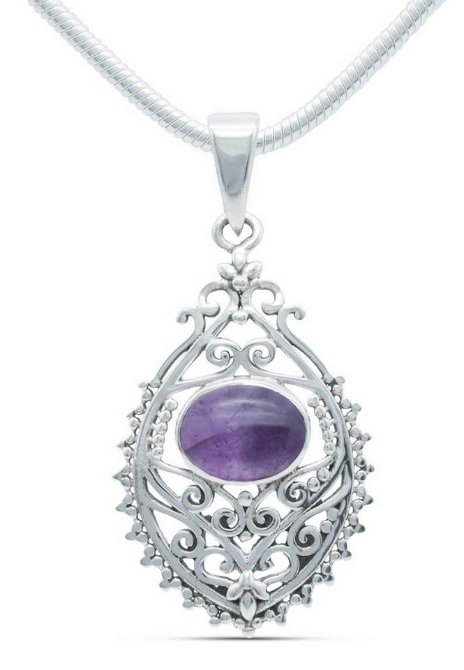 mantraroma Kette mit Anhänger 925er SilbermitAmethyst von mantraroma