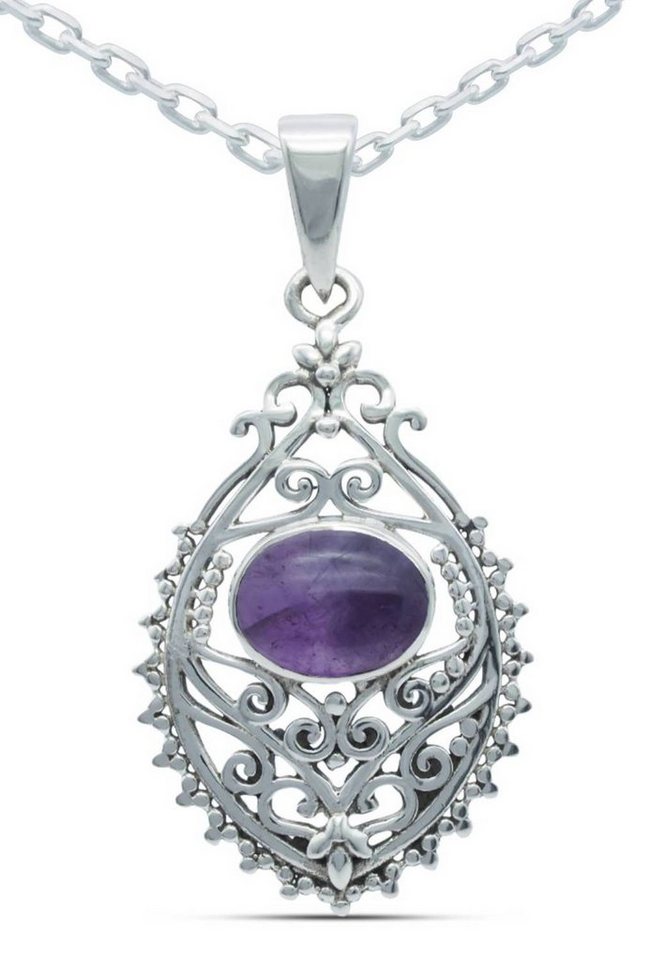 mantraroma Kette mit Anhänger 925er SilbermitAmethyst von mantraroma