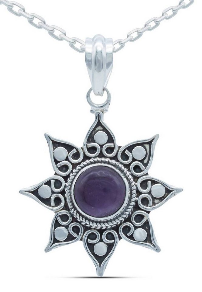 mantraroma Kette mit Anhänger 925er SilbermitAmethyst von mantraroma