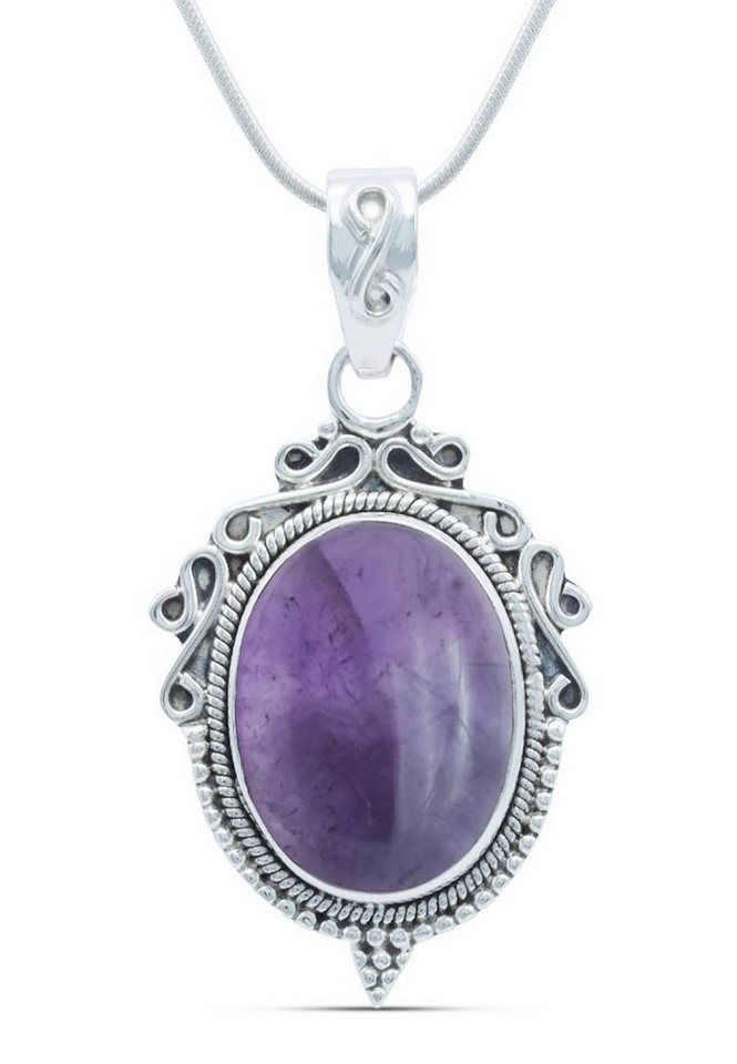 mantraroma Kette mit Anhänger 925er SilbermitAmethyst von mantraroma